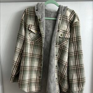 Plaid Jacket with Faux Fur Lining
